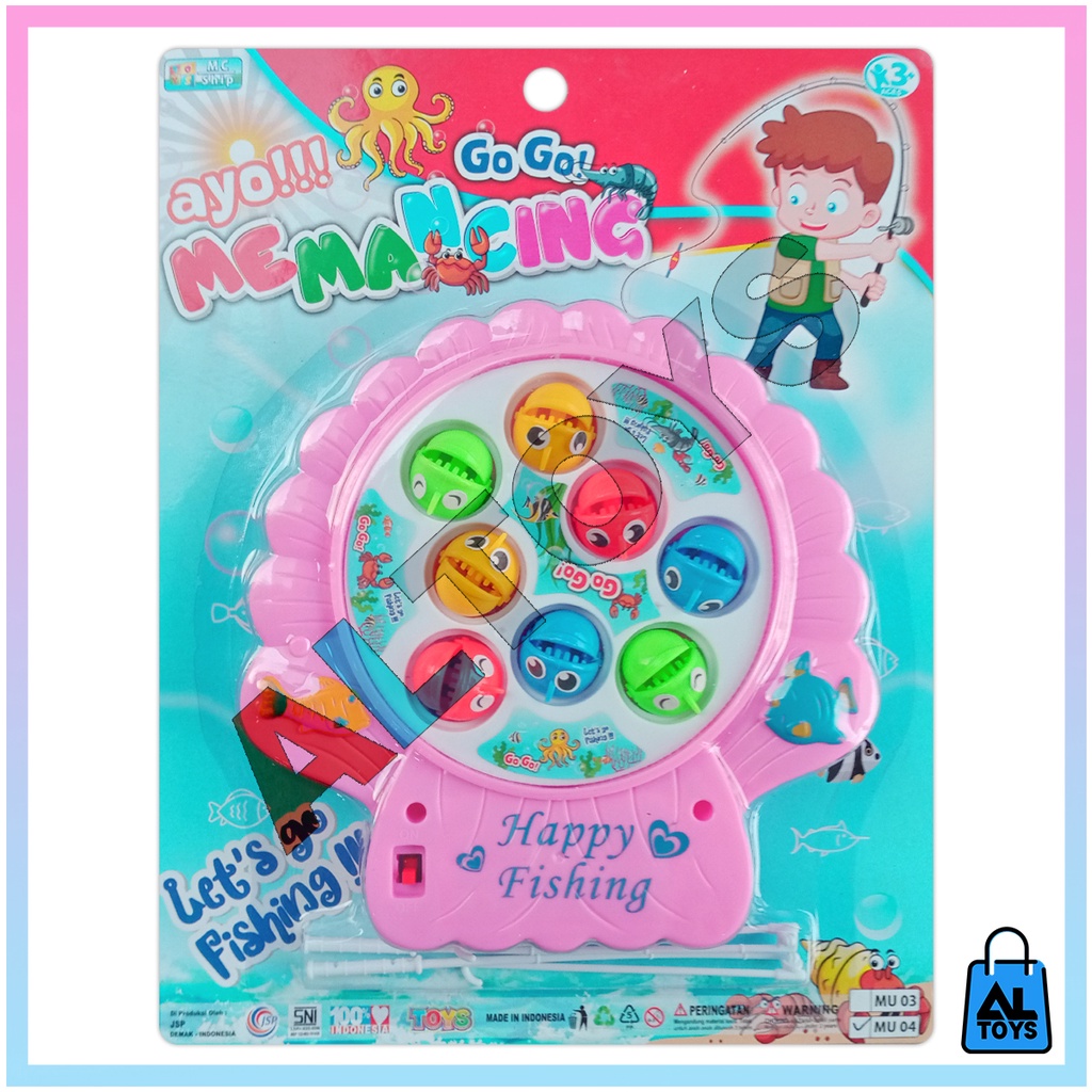 Fishing Game Mainan Pancing Putar Otomatis Lampu / Musik Aneka Model Ikan / Persegi / Pancing Magnet / Pancing Kolam MU04