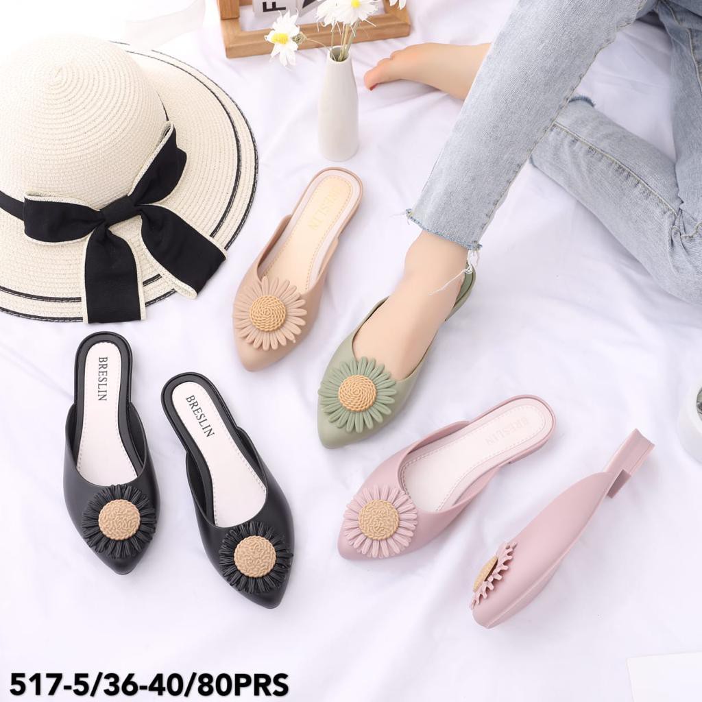 Sandal Import Wanita Breslin Jelly Motif Bunga Matahari 517-5