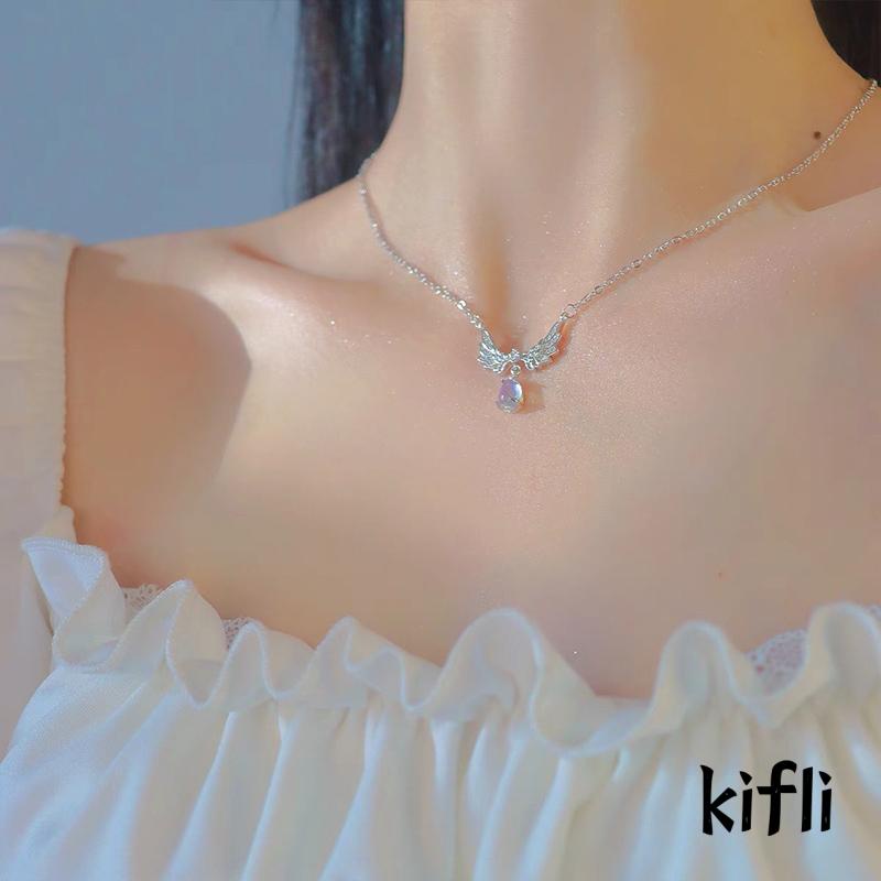 Kalung Rantai,Desain Sayap Malaikat Bahan Alloy,Untuk Wanita