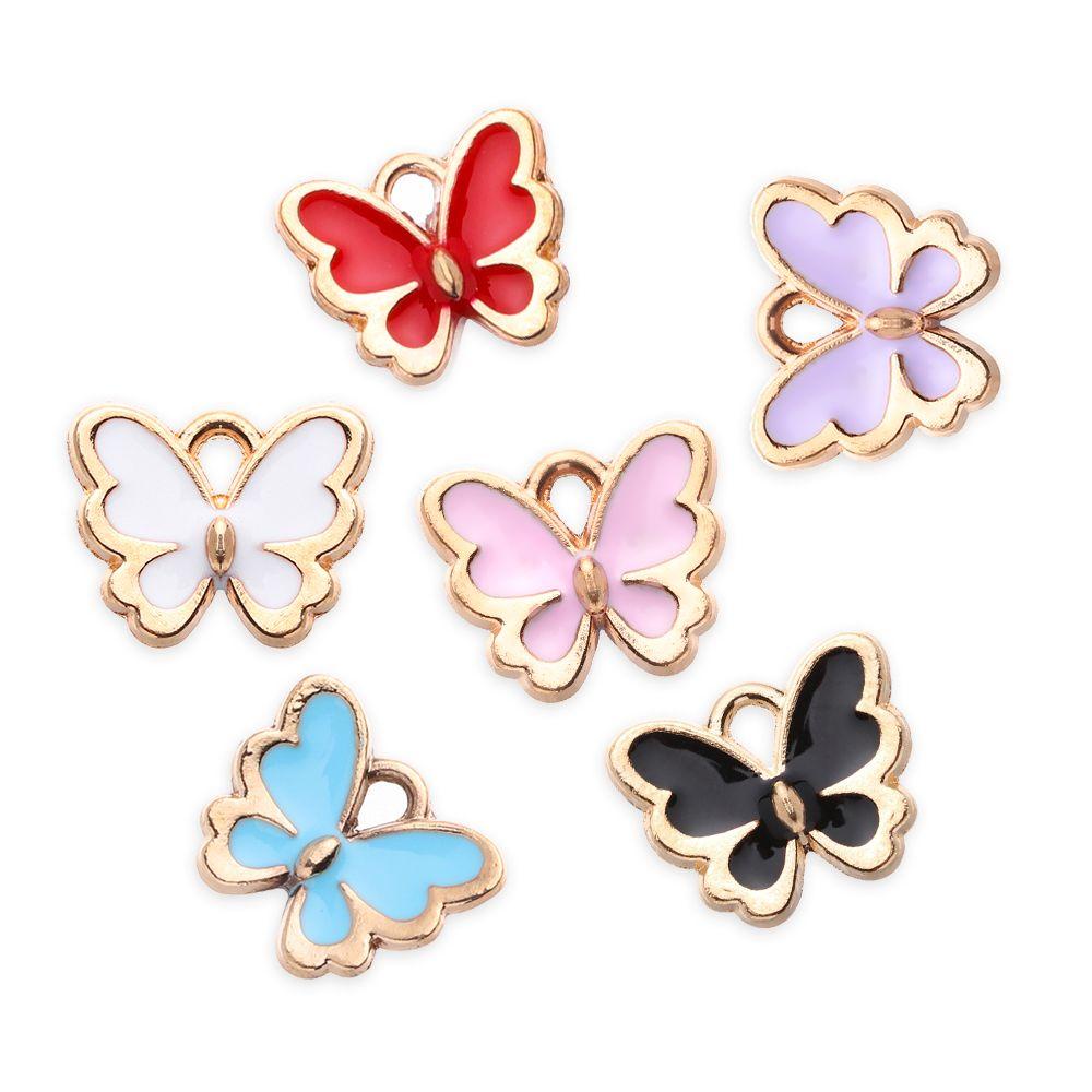 Top 10PCS Butterfly Charms Hadiah Temuan Kalung DIY Aksesoris Alloy Enamel