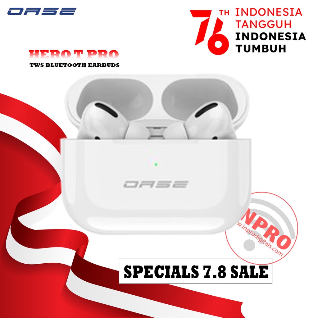 Oase TWS Hero T Pro Bluetooth 5.1 ANC Earphone Headset Ultra HD Audio Garansi Resmi 1 Tahun
