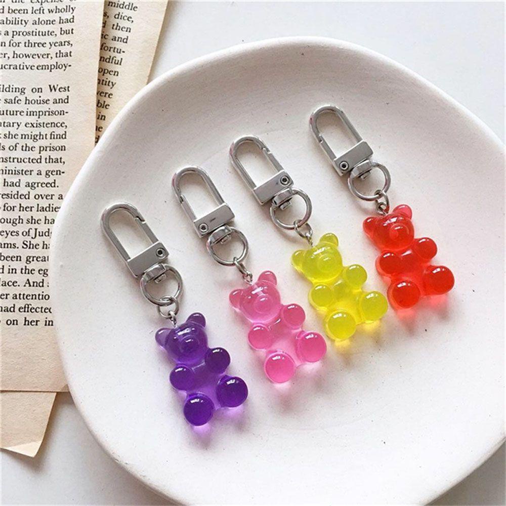 Needway Gantungan Kunci Kado Wanita Original Gummy Bear Earphone Cover Candy Color Animal Trinket Aksesoris Fashion