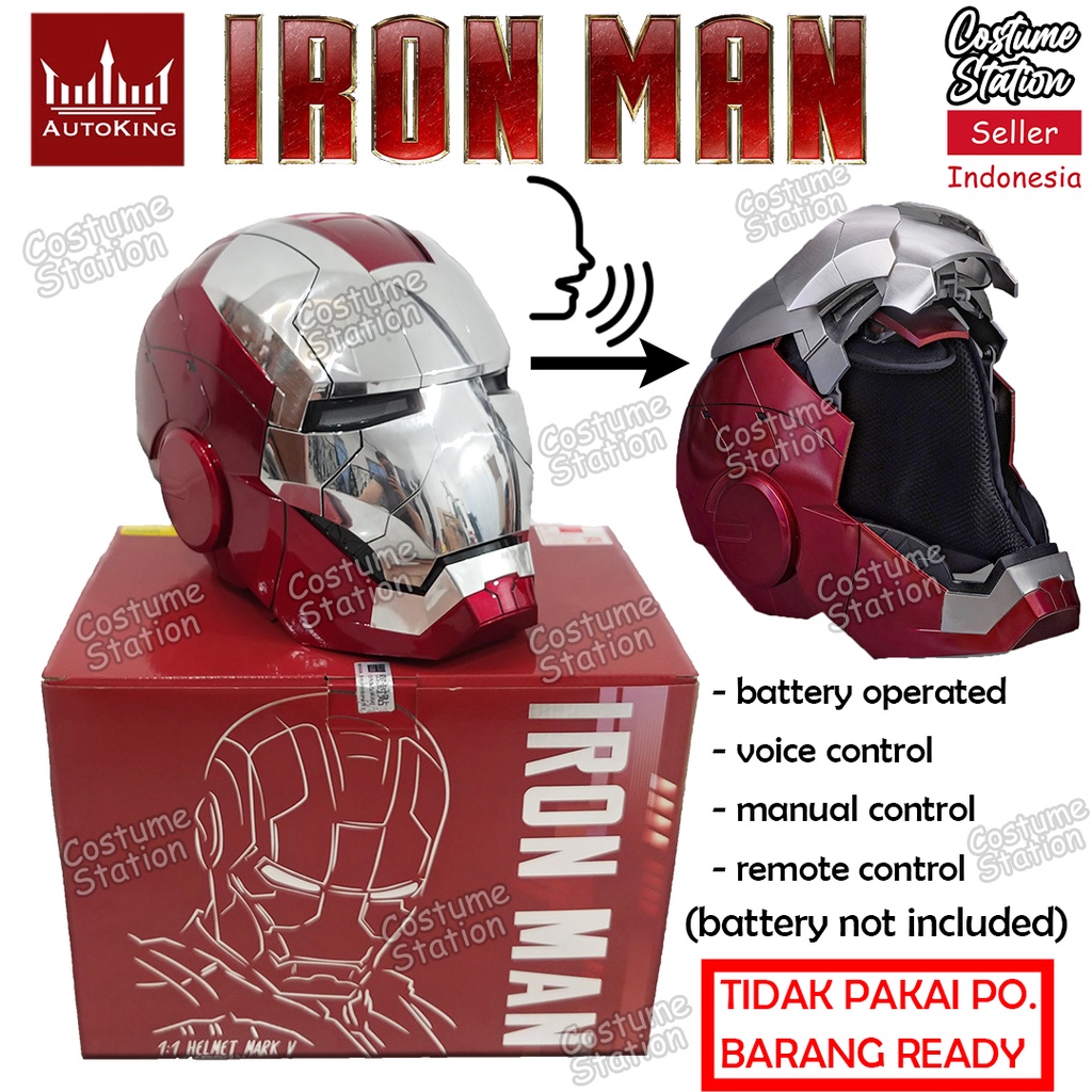 Helm Iron Man Mark V AUTOKING / Topeng Helmet Marvel Avenger BARANG READY NO PO