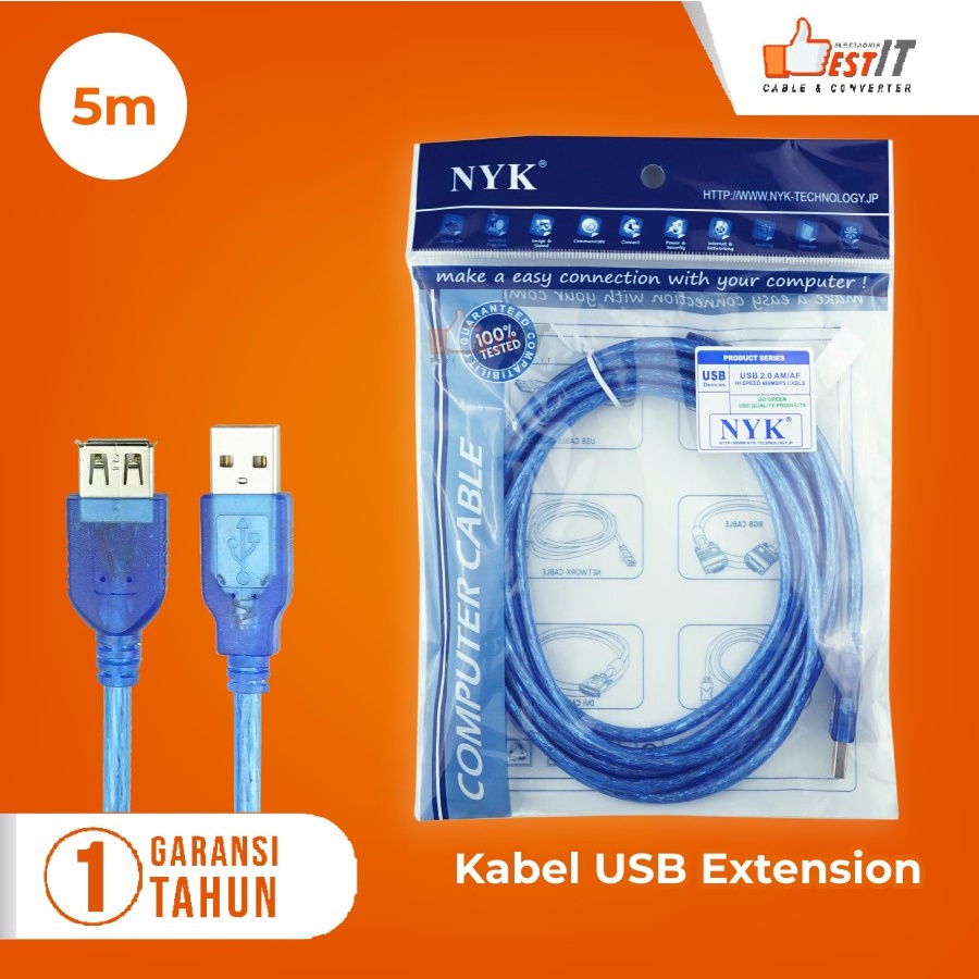 Kabel USB Extension V2.0 Panjang 1.5 Meter 3 Meter 5 Meter 10 Meter