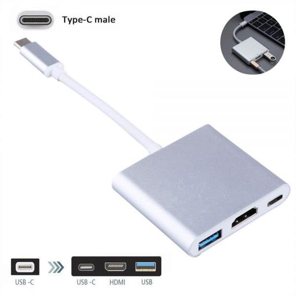 Kabel USB Type C To HDMI + USB 3.0 3in1