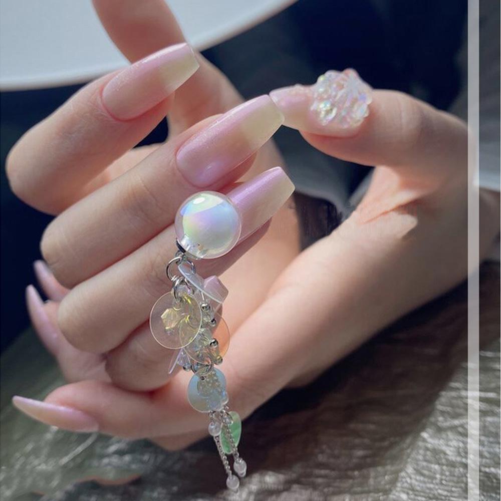 AUGUSTINA Agustin 3D Kuku Zirkon DIY Beruang Nail Art Dekorasi Kristal Manikur Alat Rantai Liontin Logam