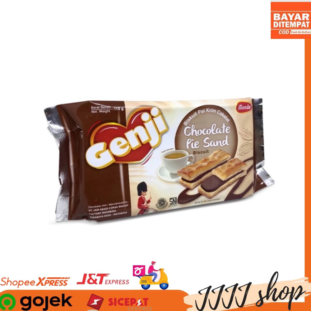 

Monde Genji Chocolate Pie Sand dan Vanilla Pie Sand Biskuit Selai Rasa Cokelat Vanilla