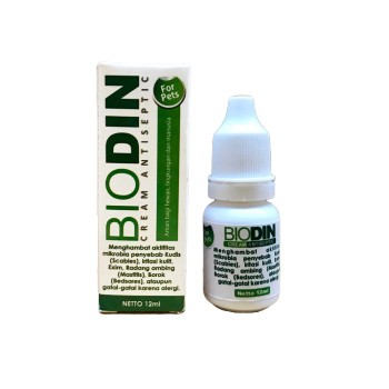 Biodin Obat Tetes 12ml Luka Scabies Jamur Borok Gatal Kucing Anjing