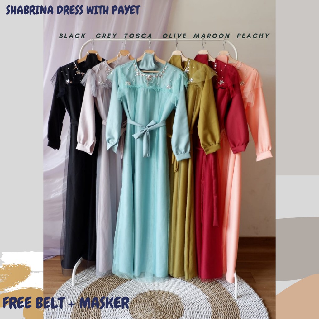 Shabrina Tile Dress/Dress Tile Ld 110 Free Masker/Dress Tile Kondangan/Dress Tile Payet Seragaman