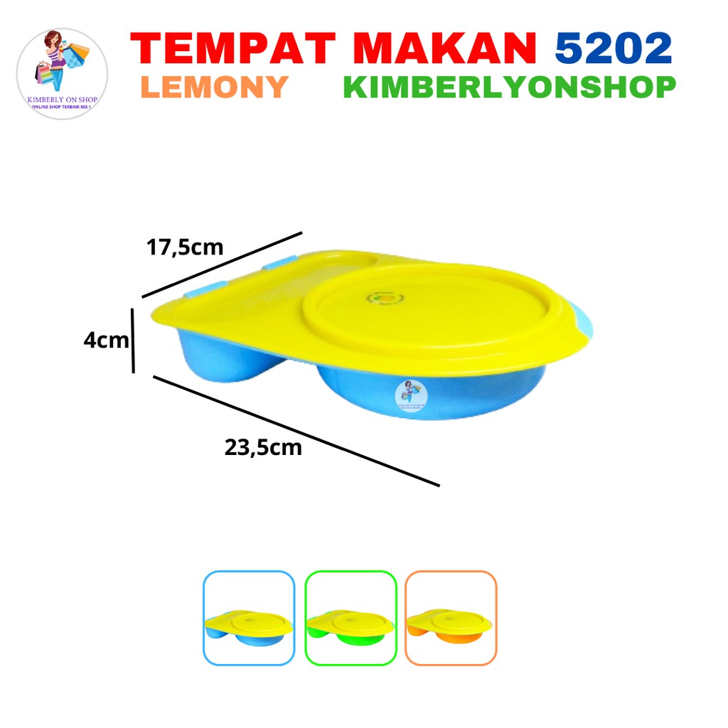 Kimberlyonshop Box / Tempat Makan Plastik 3 Sekat 5202 Lemony