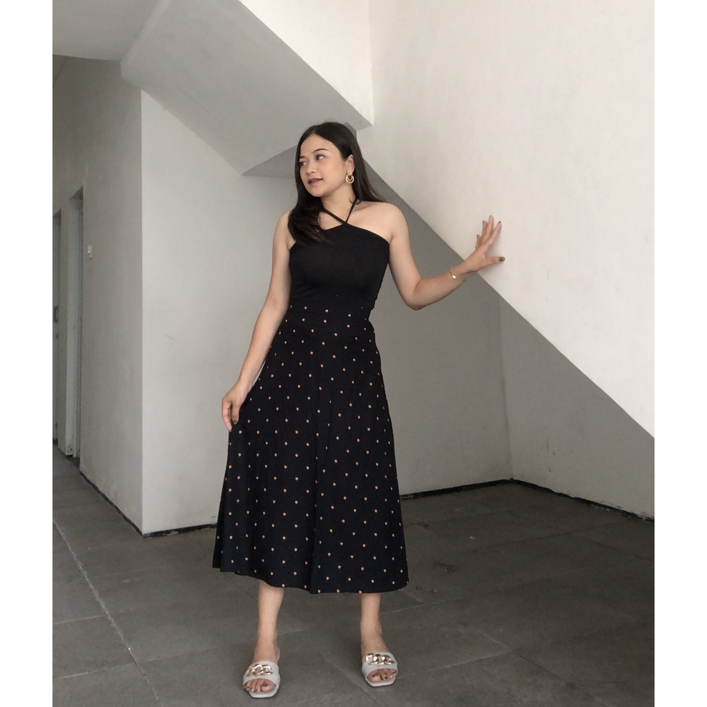 Skirt Polka-Polka HITAM COKLAT