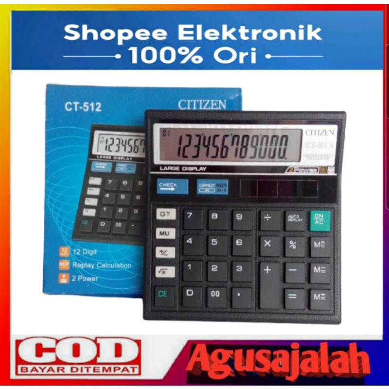 

☑️cod kalkulator calculator ct512 /ct500 kalkulator 12digits /kalkulator citizen 512