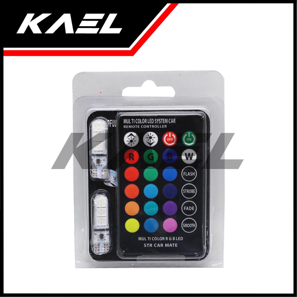 Lampu LED Jelly RGB T10 Remote Mobil-Motor 2 pcs 1 Set 16 Warna Remot Sein-Sen-Riting-Senja-Kota-dll Flash-Strobo-Diam-Smooth