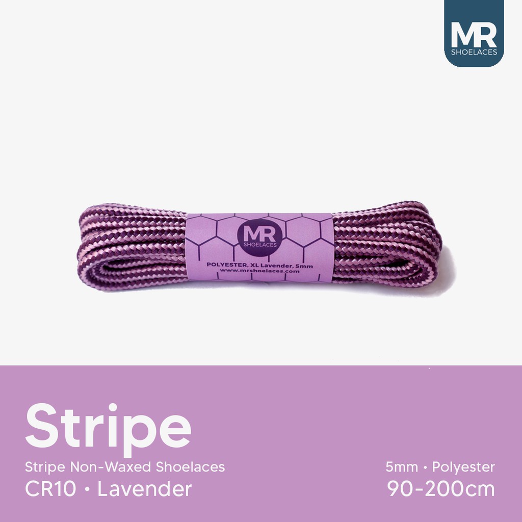 MR Shoelaces CR10 Lavender (Ungu) Tali Sepatu Bulat Corak / Motif 5-6mm 80cm 90cm 100cm 120cm 150cm 200cm - Premium Shoelace (Purple)