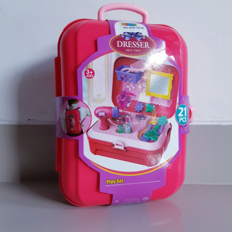 Mainan Make Up Tas Ransel Back Pack - Meja Rias Salon Anak Perempuan Backpack