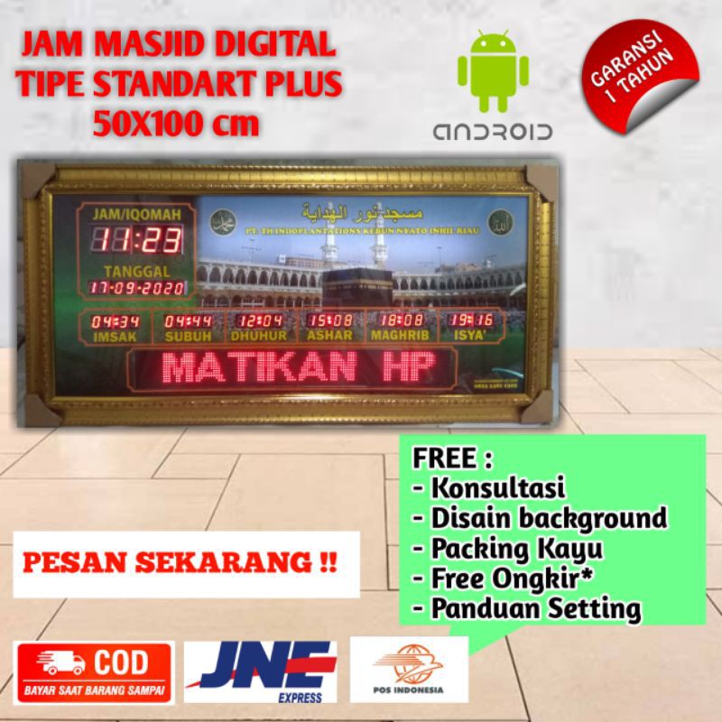 100% GRATIS ONGKIR Jam Digital Masjid Ukuran 50x100 cm
