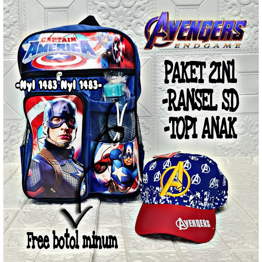 KSO_BAG - Tas Ransel Anak LakiLaki  2IN1 Terbaru 2021 Kekinian Backpack Carakter SUPER HERO Termurah