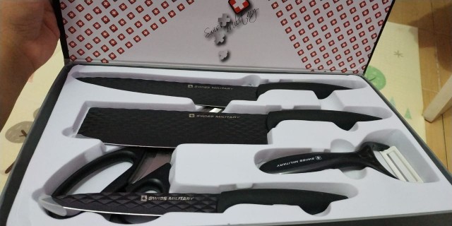 Pisau Gunting Set Peralatan Dapur Serbaguna Swiss Military Knife Set Of 5