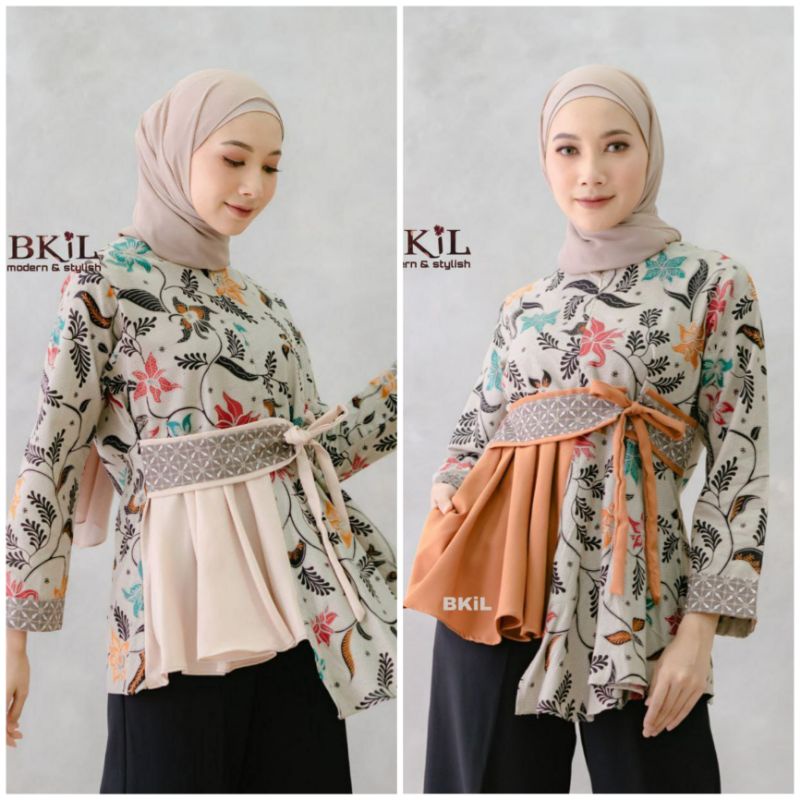Baju Batik Wanita Modern M L XL XXL Atasan Blouse Batik Kerja Kantor Wanita Seragam Batik Modern