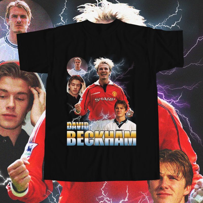 Nostalgila Merch | david beckham | kaos Inggris england manchester united Vintage Tee | Kaos Manches
