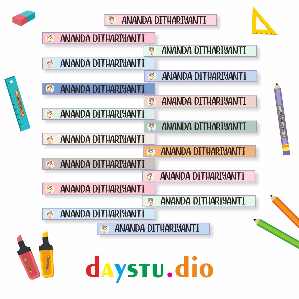 

85 - 170 PCS LABEL PENSIL TEMA ANAK PEREMPUAN LUCU CUTE MANIS MINI STIKER