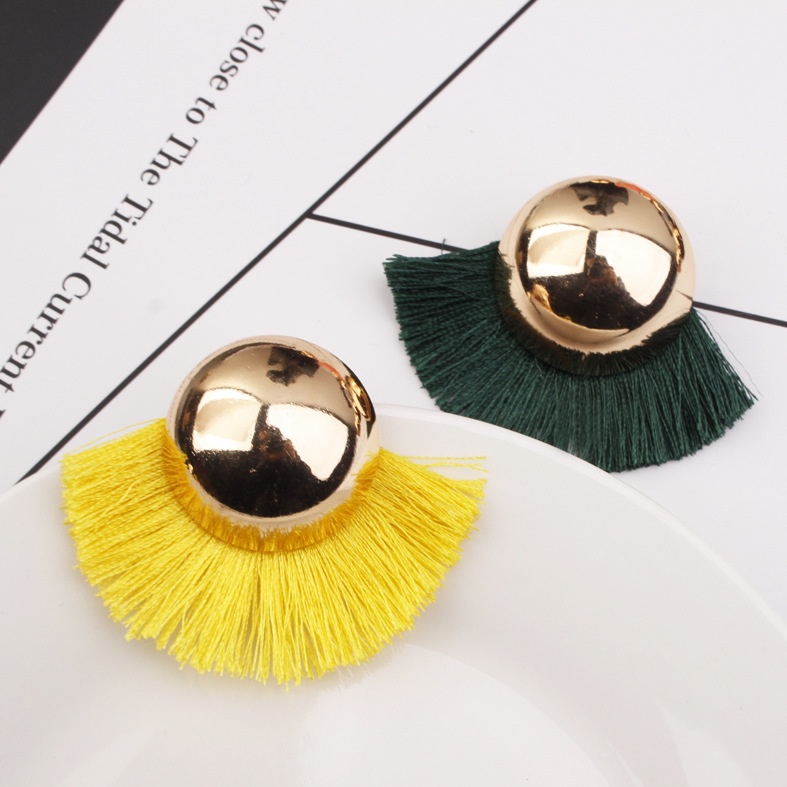 Roti kukus bentuk rumbai anting-anting Bohemian gaya etnik rumbai aksesoris elegant circle fan berbe