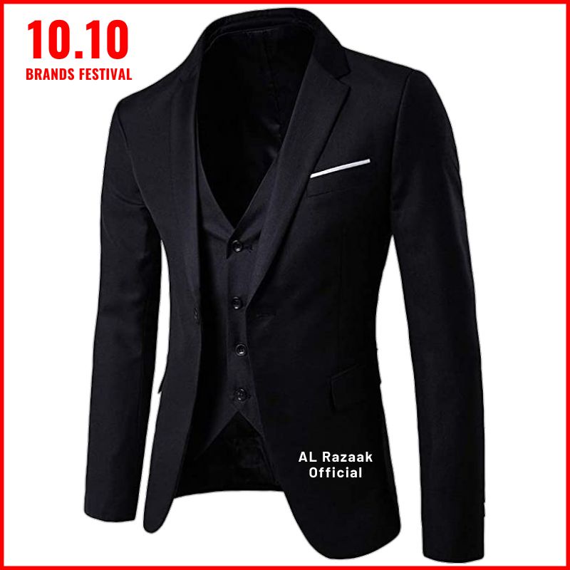 Jas & Rompi 2in1 Jas Formal Pria Jas Blazer Pria Rompi Jas Pria Rompi Vest Pria Hitam 2in1