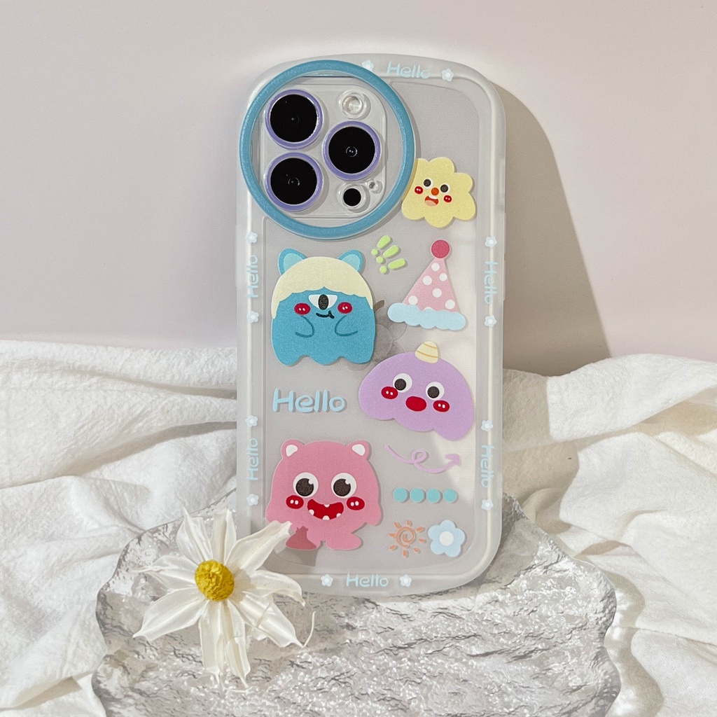 Soft Case TPU Transparan Motif Three Little Monsters Untuk iPhone 13pro 13prm 11 7Plus 8Plus Xr XS 13 12pro Max