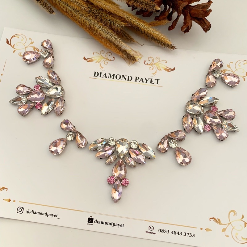 Diamond Payet Rangkai Pink Clear Leher