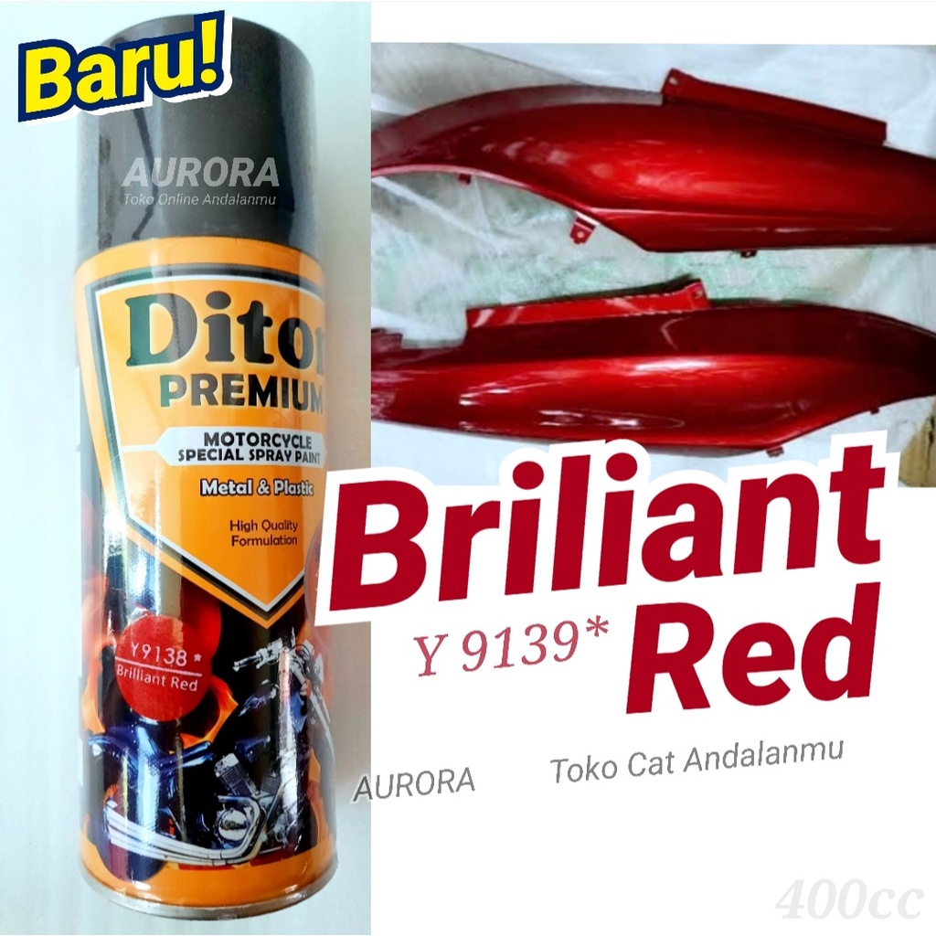 

Diton Premium Briliant Red Y 9138 * Merah Metallic Metalik Metalic Brilian Cat Cet Pilox Pilok Pylox Spet 400cc 400ml
