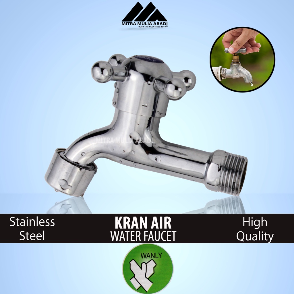 Kran Air Putar Wanly Model Baling Stainless Drat 1/2 inci | Kran Tembok