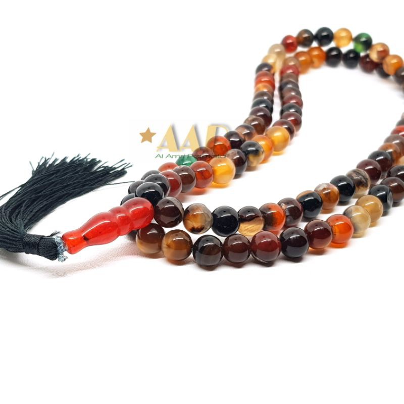 Tasbih batu akik sulaiman madu 99 butir / tasbih akik sulaiman