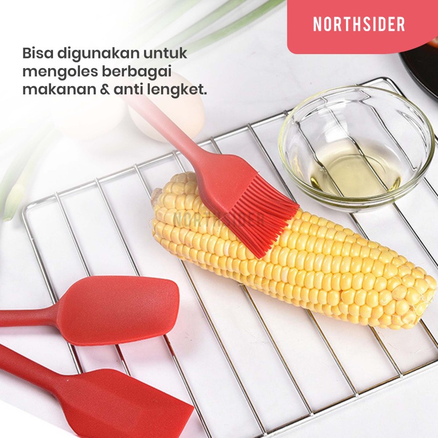 SPATULA KUAS SILIKON SENDOK UTENSIL MASAK BAKING SET 3 PCS NON-STICK