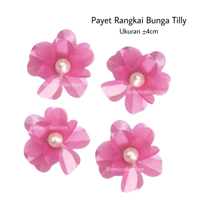 payet rangkai bunga APB Tilly 3D | payet rabgkai mutiara | kebaya wksuda | kebaya akad | aplikasi sandal | shoe clip payet