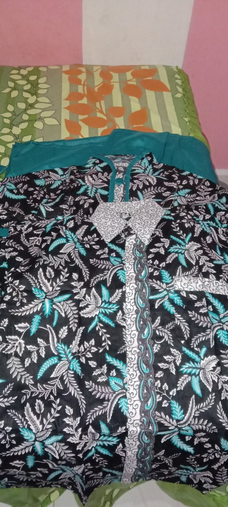 Sarimbit Gamis Couple Longdress Pesta Couple 065 Maura Couple - Sania Ruffle Batik Couple Ori Ndoro