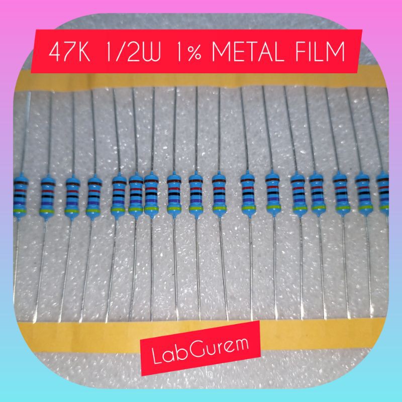 10 Resistor 1/2W 47KTaiwan metal film 1% kaki tembaga