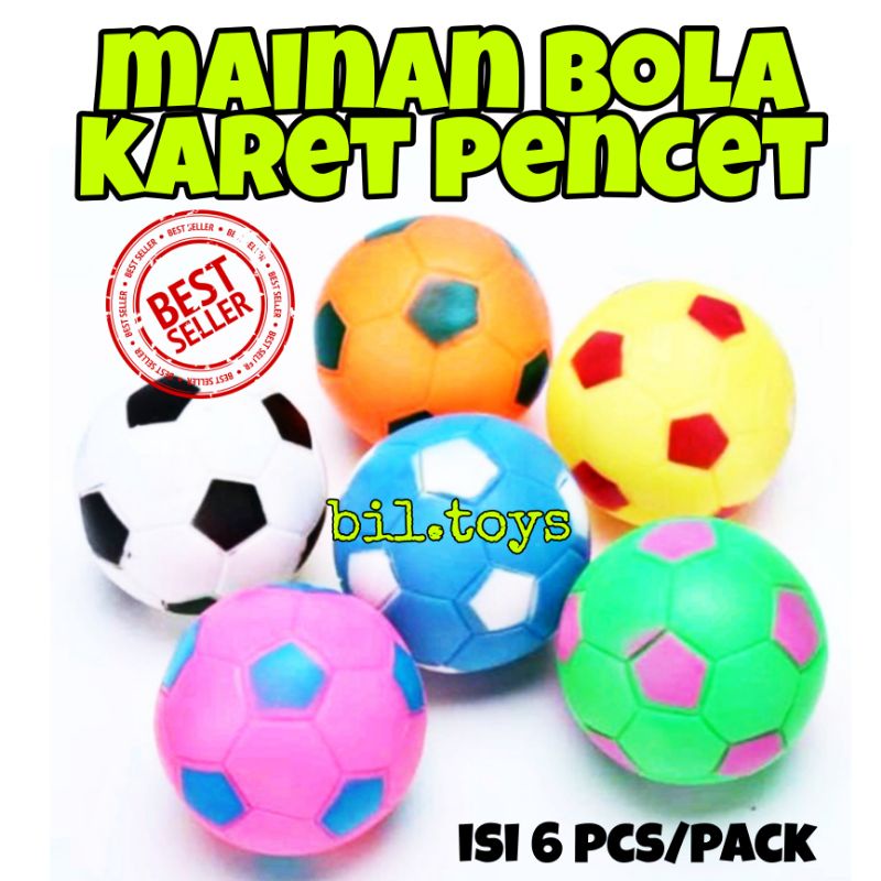 B846 Mainan 6 Pcs Anak Bola Karet Berbunyi / Mainan bola karet / Bola Bunyi / Mainan Anak