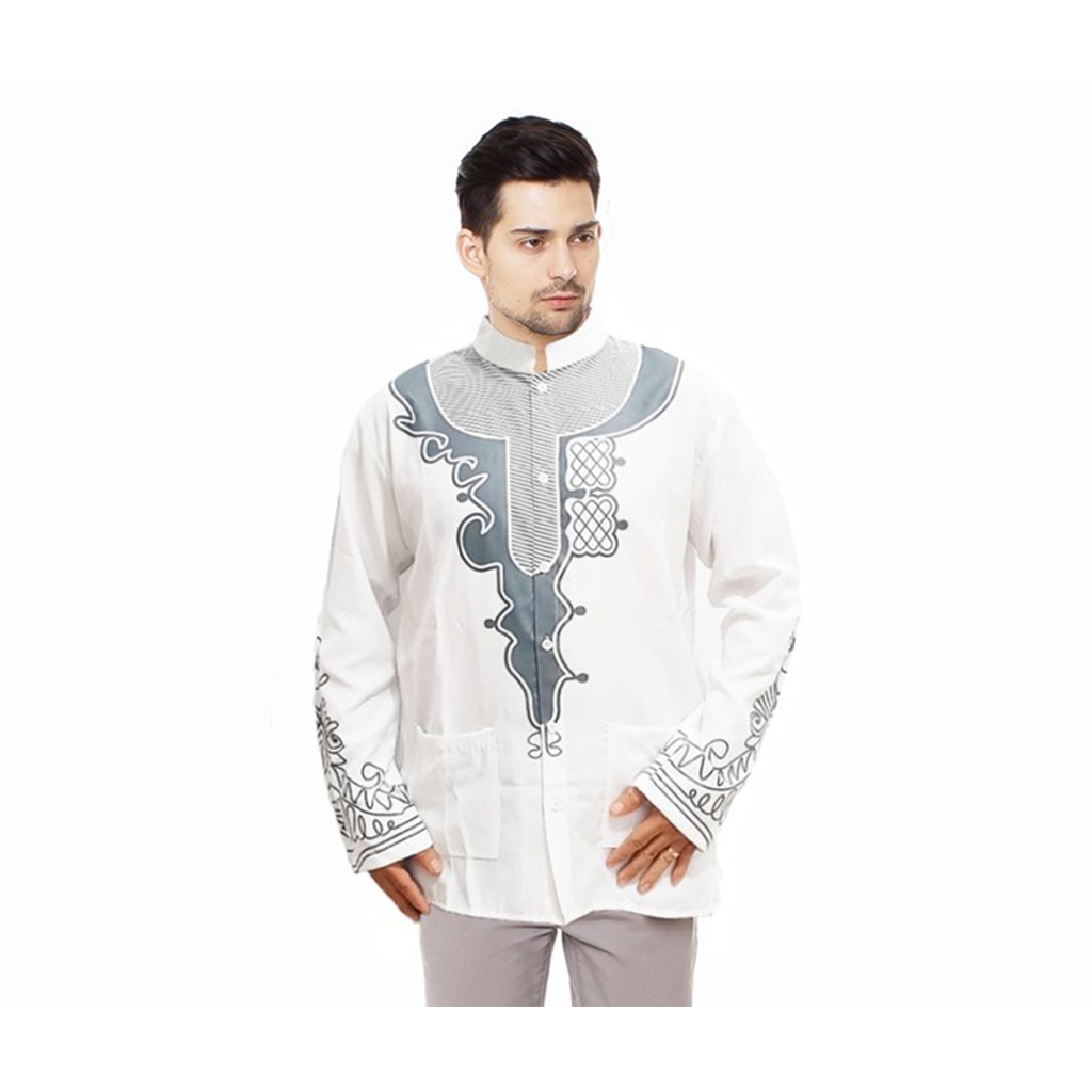 Baju Kurta Pakistan Tangan Pendek Printing Fadli SS / Kemeja Koko Kurta Printing SS - JCCollections