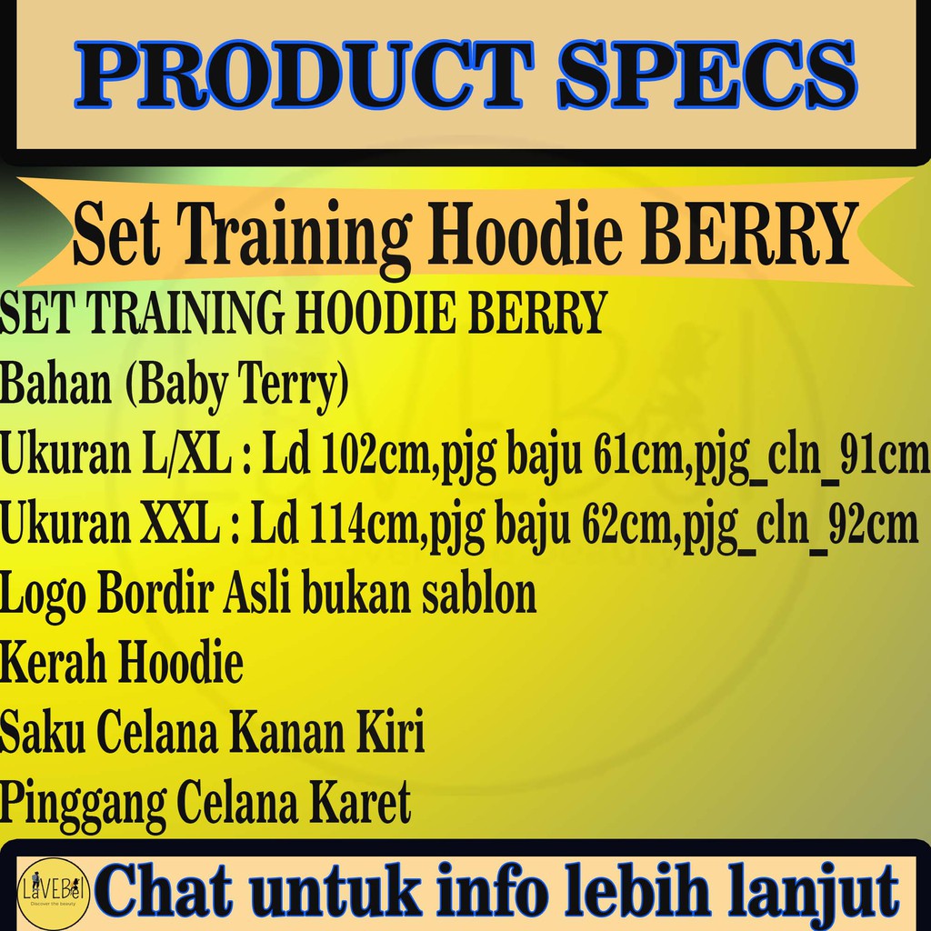 LVB Setelan Hoodie Wanita/Track Suit Wanita/Setelan Olahraga Wanita  Uk.L-XL-XXL-3XL BERRY HOODIE