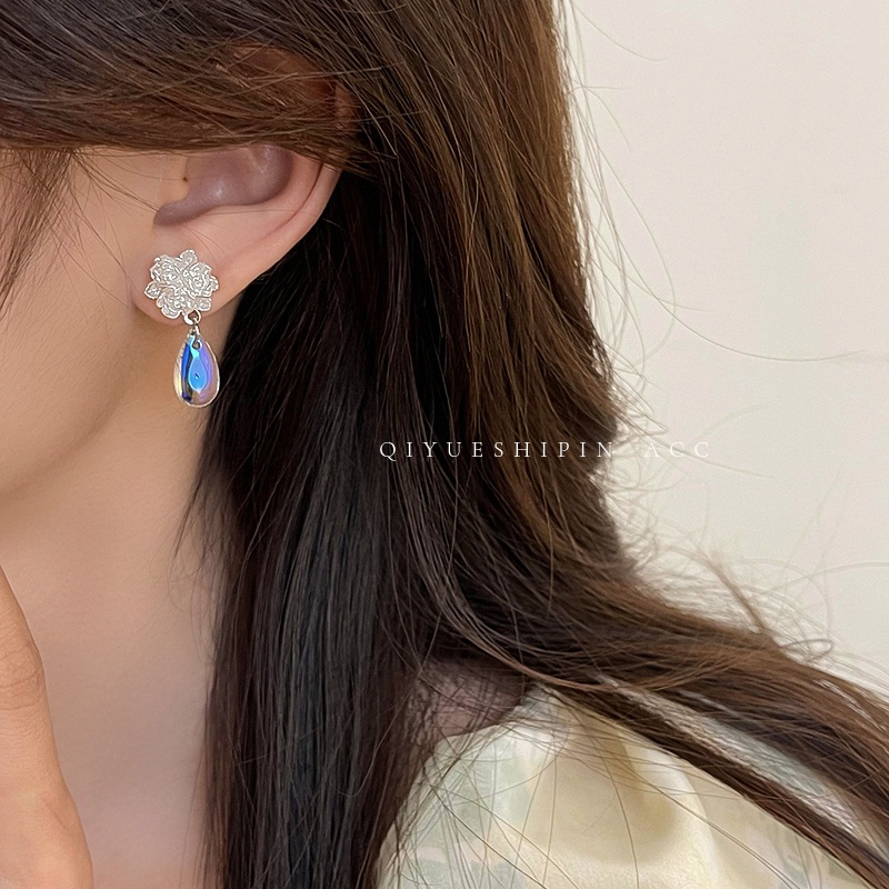 Anting Bunga Mawar Putih Bentuk teardrop Warna-Warni Untuk Wanita Aksesoris Telinga Korea