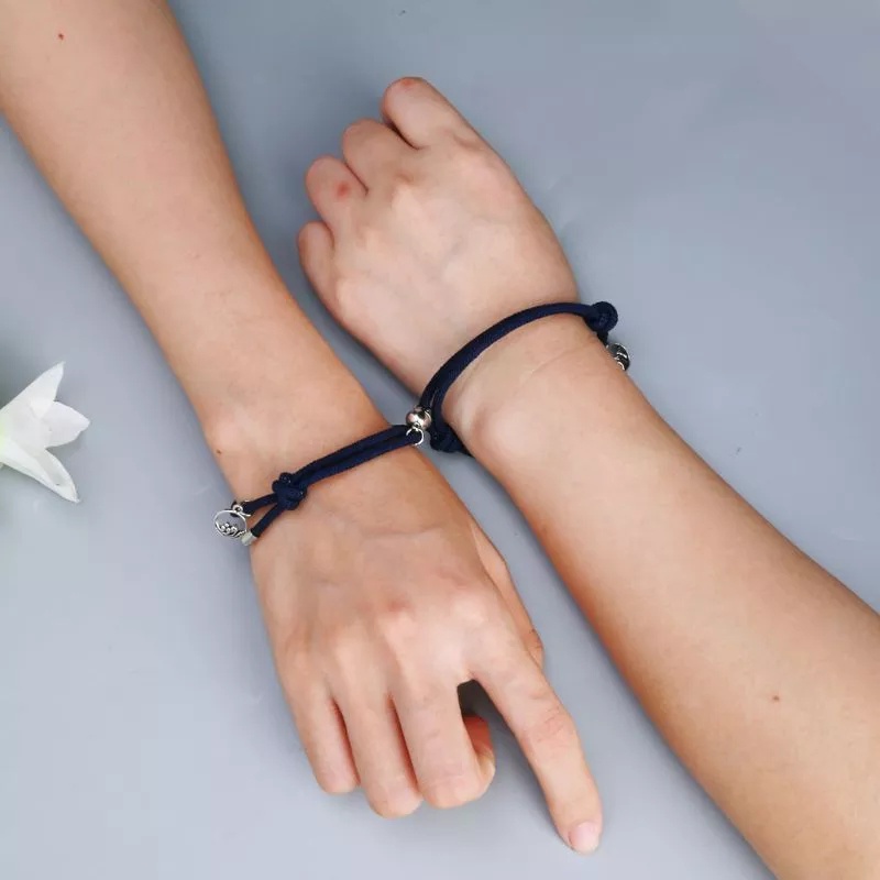 Gelang Magnet Couple 1 Pasang Isi 2 Pcs AB22  Fashion Bracelet Korea Daisy Couple Sahabat Manik Tali Wanita Braided Friendship ACC