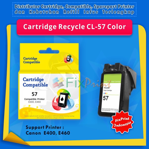 Cartridge Recycle Canon CL-57 CL57 CL 57 Color, Cartridge Tinta Printer Canon E400 E460 E480 Colour