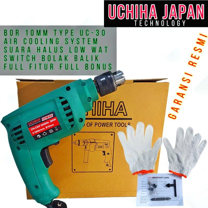 Mesin Bor Listrik 10mm Uchiha Japan Technology Low Watt Ekonomis Free Full Bonus