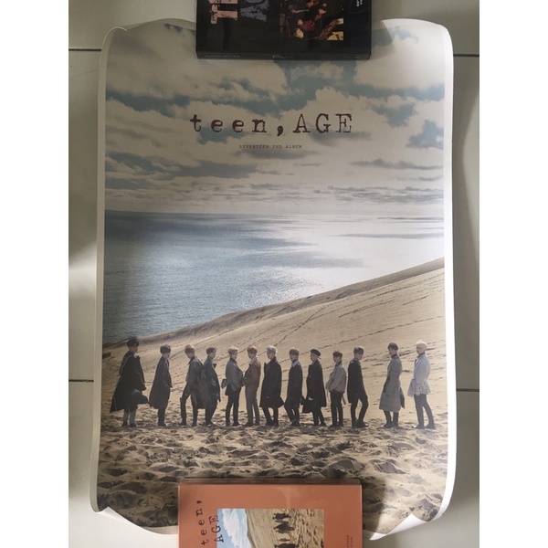 OFFICIAL POSTER SEVENTEEN FROM ALBUM TEEN AGE ORANGE. scoups jeonghan joshua jun hoshi wonwoo woozi 