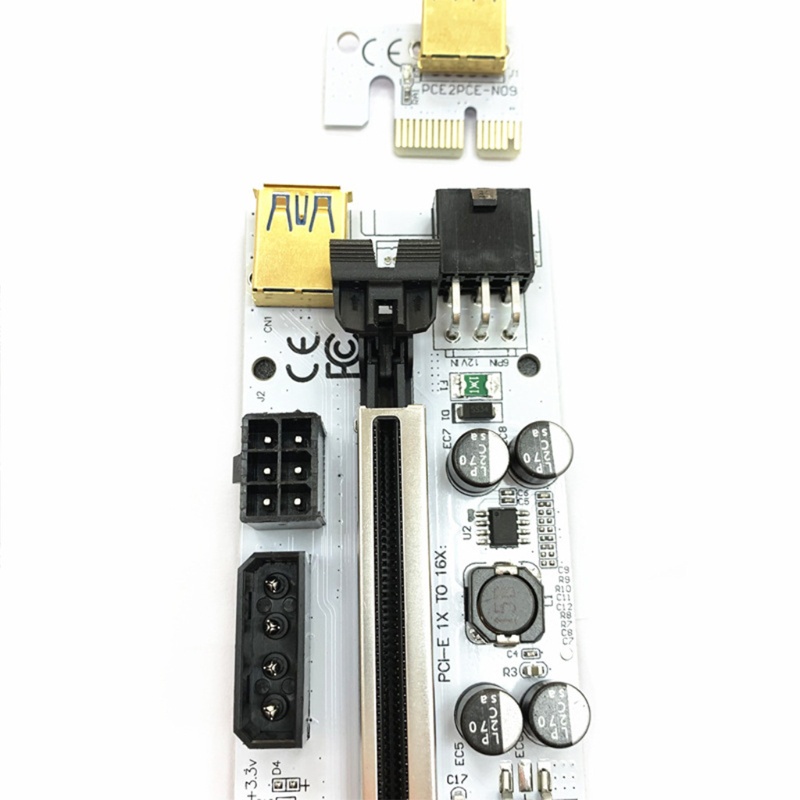 Btsg PCI-E Riser Card Whiteboard PCI-E 1X to16X 6Pin Kartu Riser USB3.0 Extension Cord