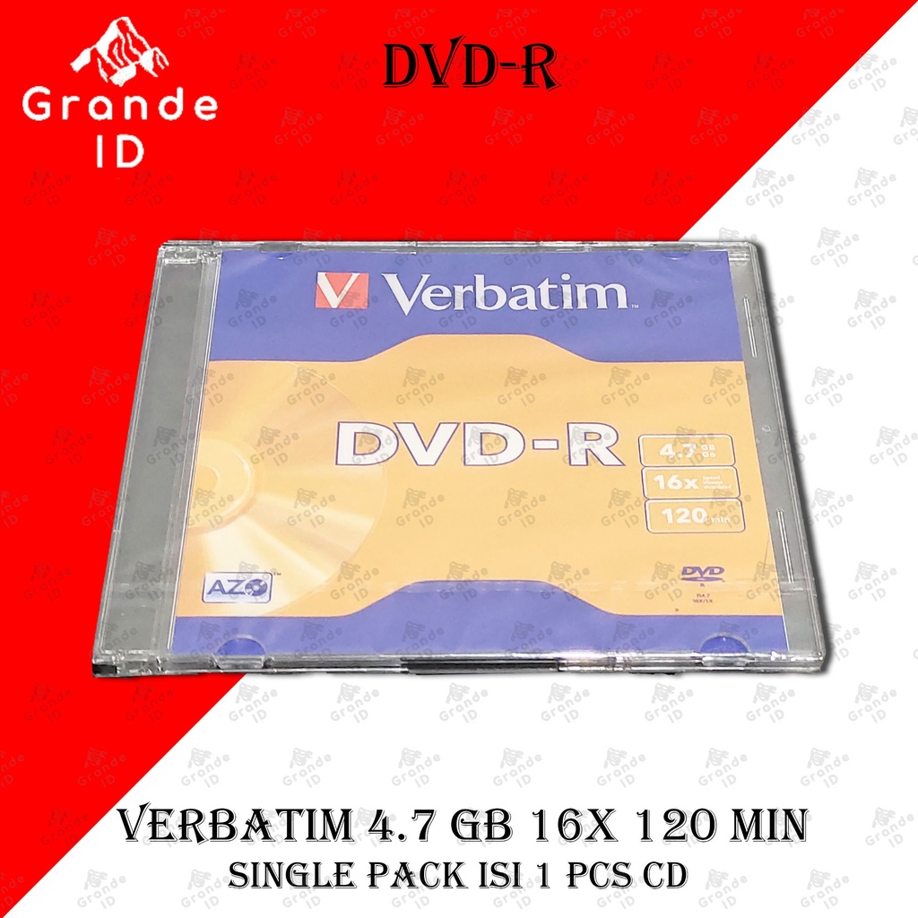 DVD-R VERBATIM SINGLE PACK 4.7 GB 16X 120 MIN CD KOSONG CD BLANK