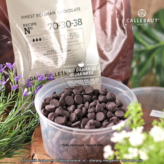 

Ahbbsu Chocolate Couverture Dark Noir Callebaut Coklat Gelap Pahit 70,5% 1Kg Sasu