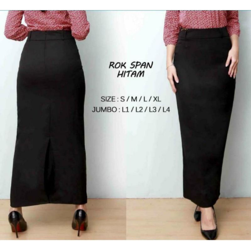 Rok Kerja Wanita / Kantoran bahan woll ukuran jumbo. Model SPAN / BELAH REMPLE ( UKURAN S - 5L ) dejifa