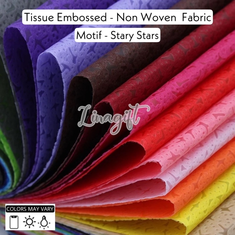 ( 3 Lembar ) STARY STARS - TISSUE EMBOSSED / NON WOVEN FABRIC - FLOWER WRAPPING PAPER - TISU EMBOS / KERTAS BUNGA - FLORIST