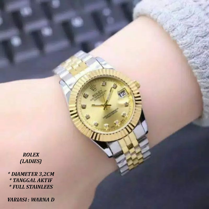 (BISA COD) JAM TANGAN WANITA FASHION RANTAI BODY BULAT DIAMOND TANGGAL AKTIF